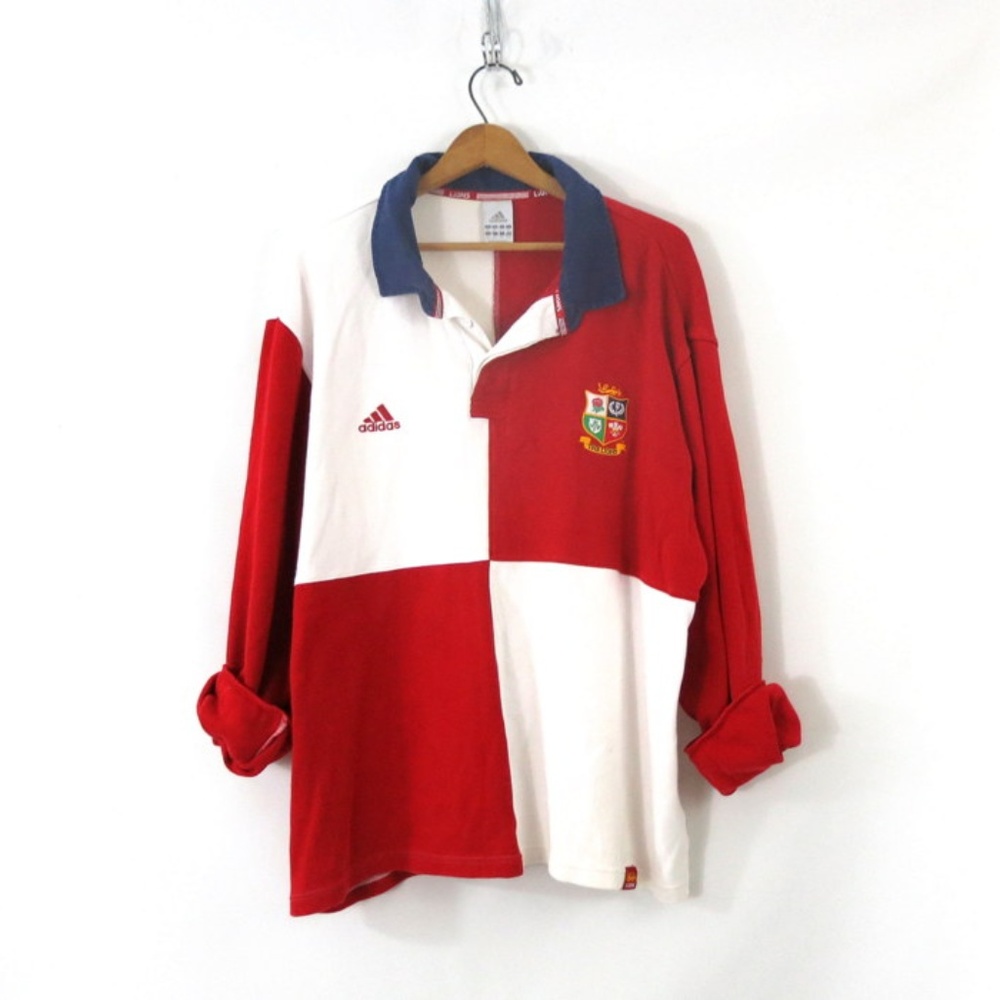 Adidas Rugby / Red White Long Sleeve Collar Tshirt